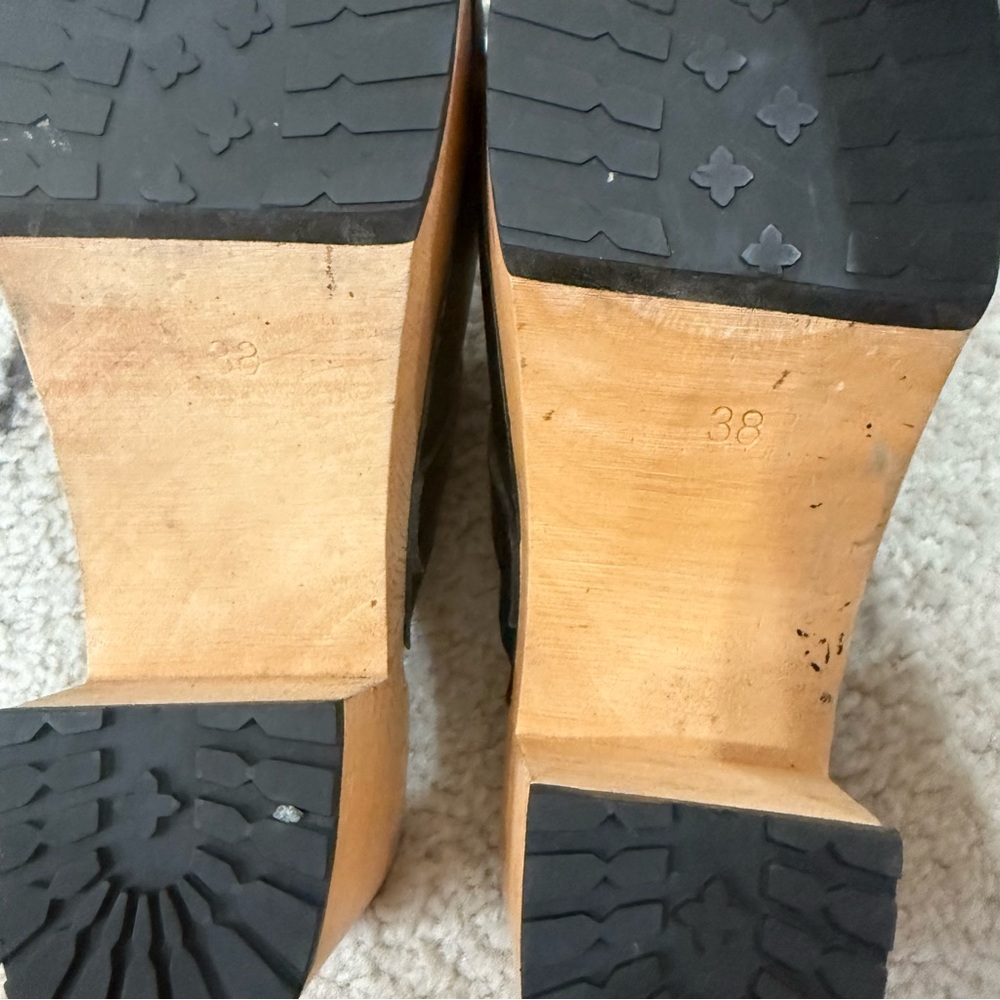 Swedish Hasbeens Black Leather Mules - Picture 8 of 9